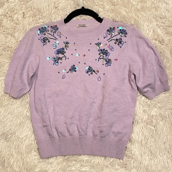 miu miu cashmere embellished top - Picture 2 of 7